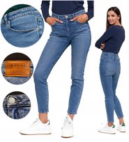 Spodnie Jeansowe Damskie Jeansy Skinny Wysoki Stan Wygodne MORAJ r. 40