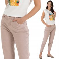 SPODNIE JEANSOWE DAMSKIE JEANSY WYSOKI STAN PROSTA NOGAWKA STYLOWE MORAJ 42 LIGHT PINK