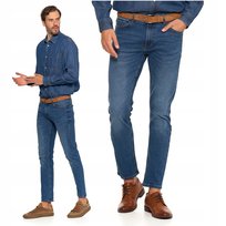 Spodnie JEANSOWE Klasyczne Męskie Długie Proste Wygodne MORAJ r. 34