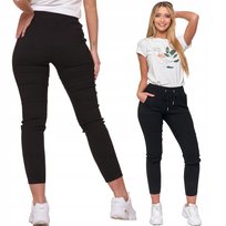 SPODNIE JOGGERY DAMSKIE ELASTYCZNE Z WIĄZANIEM ELEGANCKIE MODNE MORAJ L/XL BLACK Moraj