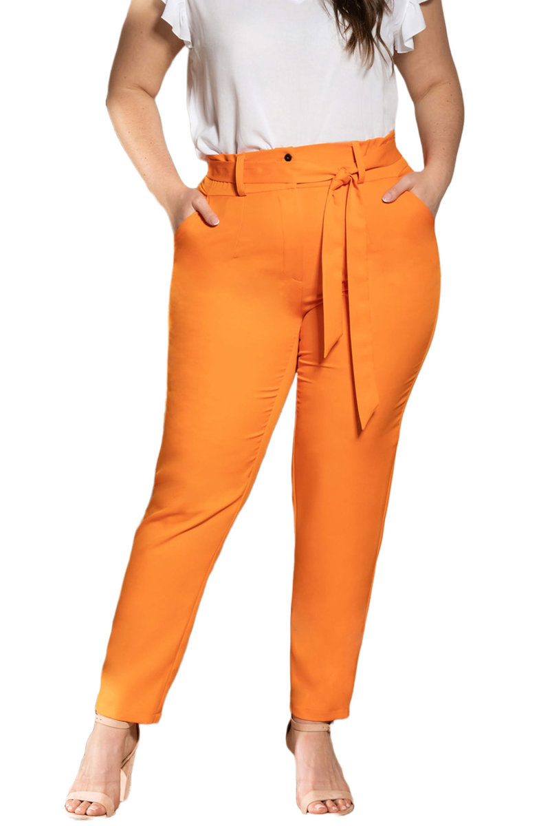 Spodnie Kosta Pomarańczowe 56 Plus Size KARKO Moda Sklep