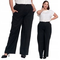 Spodnie Lniane Damskie Szerokie Z Wysokim Stanem Eleganckie Moraj S Black