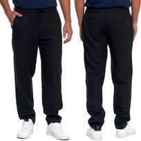 Spodnie Lniane Męskie Klasyczne Komfortowe Kieszenie Eleganckie Moraj M Black