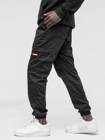 Spodnie Materiałowe Jogger Bojówki Męskie Czarne / Czerwone Jigga Wear Stripe Zip Cargo 6XL