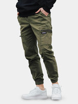 Spodnie Materiałowe Jogger Bojówki Męskie Oliwkowe Jigga Wear Stripe Zip Cargo 3XL