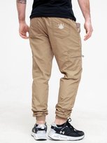 Spodnie Materiałowe Jogger Bojówki Ze Ściągaczem Jasne Beżowe Jigga Wear Crown Ripstop Cargo 4XL