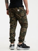 Spodnie Materiałowe Jogger Bojówki Ze Ściągaczem Zielone Camo Jigga Wear Crown Ripstop Cargo Woodland S