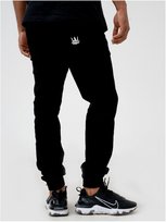 Spodnie Materiałowe Jogger Jigga Crown Stitch Czarne / Białe 2XL LONG