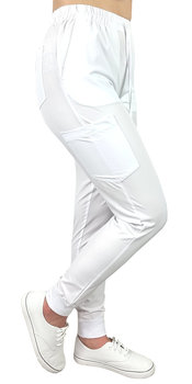 Spodnie medyczne elastyczne białe Comfort Fit roz M