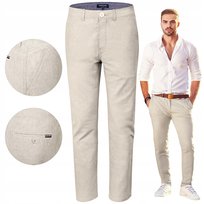 SPODNIE Męskie CHINOSY Bawełniane JASNOBEŻOWE Slim Fit W36/L32 Pako Jeans