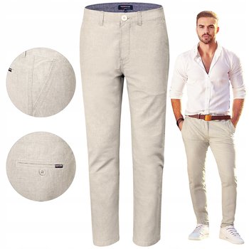 SPODNIE Męskie CHINOSY Bawełniane JASNOBEŻOWE Slim Fit W40/L32 Pako Jeans - Pako Jeans