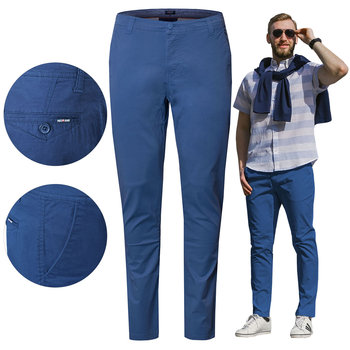 SPODNIE Męskie CHINOSY Bawełniane NIEBIESKIE Slim Fit W36/L32 Pako Jeans - Pako Jeans