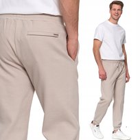 Spodnie Męskie Dresowe Bawełniane Z Kieszeniami Wiązane Wygodne Moraj 2Xl Beige