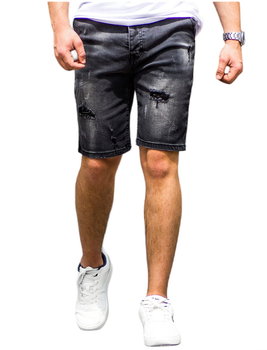 Spodnie męskie krótkie czarne jeansowe Recea - 33