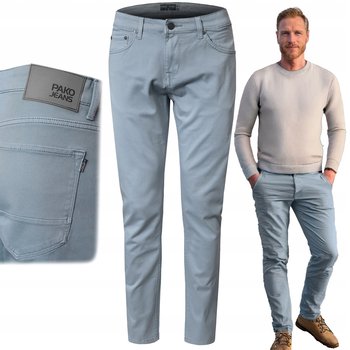 SPODNIE Męskie TWILLOWE Bawełniane NIEBIESKIE Regular W33/L32 Pako Jeans - Pako Jeans
