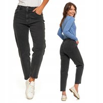 Spodnie Mom Fit Jeansowe Damskie z Wysokim Stanem Luźne Jeansy MORAJ r. 40