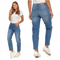 Spodnie Mom Fit Jeansowe Damskie z Wysokim Stanem Luźne Jeansy MORAJ r. 42