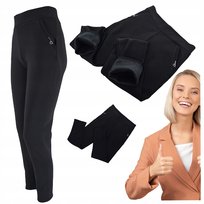 Spodnie Ocieplane Damskie Czarny Casual Duży Rozmiar XXL Wysoki Stan