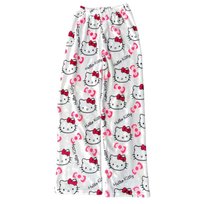 Spodnie Piżama Hello Kitty Pluszowe białe