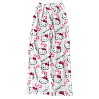 Spodnie Piżama Hello Kitty Pluszowe białe