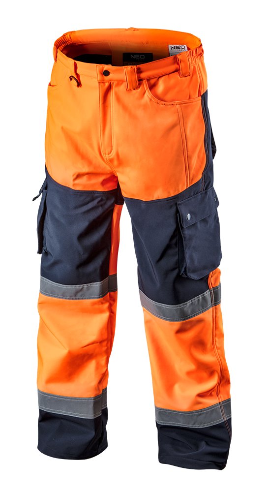 NEO TOOLS, Spodnie robocze ostrzegawcze softshell, pomarańczowe, rozmiar XXXL, 81-751-XXXL