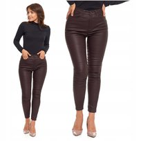 Spodnie Skinny Damskie z Eko-skóry Wysoki Stan Klasyczne Rurki MORAJ r.38