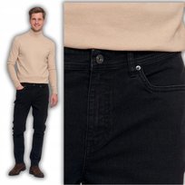 Spodnie Spodnie Męskie Jeansy Proste Nogawki Eleganckie Klasyczne Moraj 34 Black