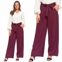 Spodnie Szerokie Damskie Z Wysokim Stanem Eleganckie Wiskoza Moraj M Purple