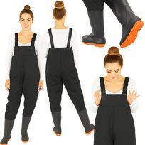 Spodnie Wędkarskie Wodery Spodniobuty Gumowce Robocze Ochronne Rozmiar 45 Czarny