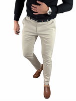 Spodnie wizytowe slim chino gładkie beżowe DJ013 - W33