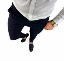 Spodnie wizytowe slim gładkie ciemny granat DJ024 W32