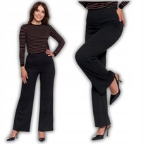 Spodnie Wygodne Damskie Z Wysokim Stanem Prosta Nogawka Klasyczne Moraj S Black