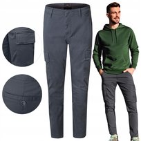 SPODNIE z Kieszeniami CARGO Męskie GRAFITOWE Slim Fit W30/L32 Pako Jeans