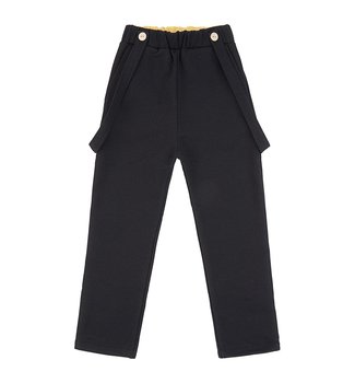 Spodnie z szelkami, czarne - 116 - Ewa Collection