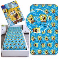 SpongeBob Kanciastoporty prześcieradło dla dzieci, bawełniane prześcieradło z gumką 100% BAWEŁNA 90x200cm+25cm, OEKO-TEX SpongeBob Kanciastoporty