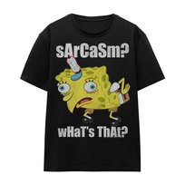 SpongeBob SquarePants T-Shirt Unisex Dla Dorosłych Sarcasm Meme (XXL (193cm) / Czarny) Nickelodeon