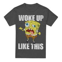 SpongeBob SquarePants T-Shirt Unisex Dla Dorosłych Woke Up Like This Meme (M / Grafitowy) Nickelodeon