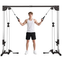 SPORTNOW Stacja energetyczna z linkami Crossover do użytku domowego, możliwość układania ciężarów do 50 kg na stronę, wolnostojąca wieża do ćwiczeń, siłownia domowa, 245 x 207 cm