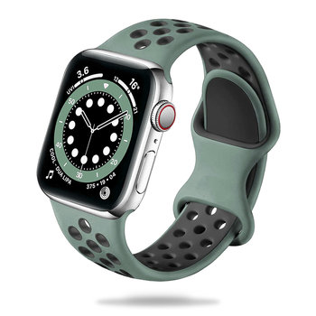 Sportowa Gumowa Opaska Apple Watch ( 38 / 40 / 41 Mm ) Zielono Czarny - GK PROTECTION