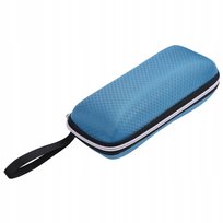 Sportowe ETUI NA OKULARY przeciwsłoneczne twarde na zamek z UCHWYTEM Blue