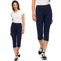 Sportowe Legginsy Damskie 3/4 Klasyczne Getry Fit Peach Touch Moraj L/Xl Navy