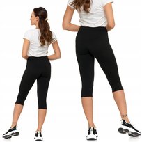 Sportowe Legginsy Damskie 3/4 Z Wysokim Stanem Plus Size Moraj Xxl Black Moraj