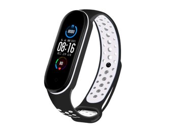 Sportowy pasek opaska Alogy do Xiaomi Mi Band 5 czarno-biały - Alogy