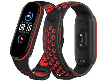 Sportowy pasek opaska Alogy do Xiaomi Mi Band 5 czarno-czerwony - Alogy