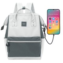 Sportowy plecak Himawari pojemny miejski plecaczek na laptopa tornister z portem USB, szary antracytowy