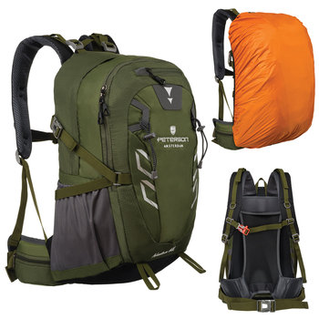 Sportowy plecak Peterson trekkingowy górski 40 litrów z pokrowcem przeciwdeszczowym, zielony - Peterson