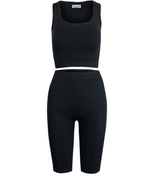 Sportowy prążkowany zestaw legginsy +top szerokie ramiączka MISSY-L/XL - Agrafka