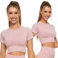 Sportowy Top Damski Z Krótkim Rękawem Wygodny Trening Komfortowy Moraj Pink L/Xl