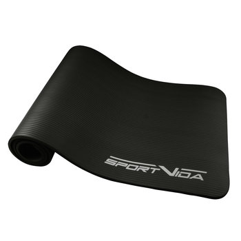 SportVida, Gruba mata do ćwiczeń fitness/jogi, czarno-szara, 180x60x1 cm - SportVida