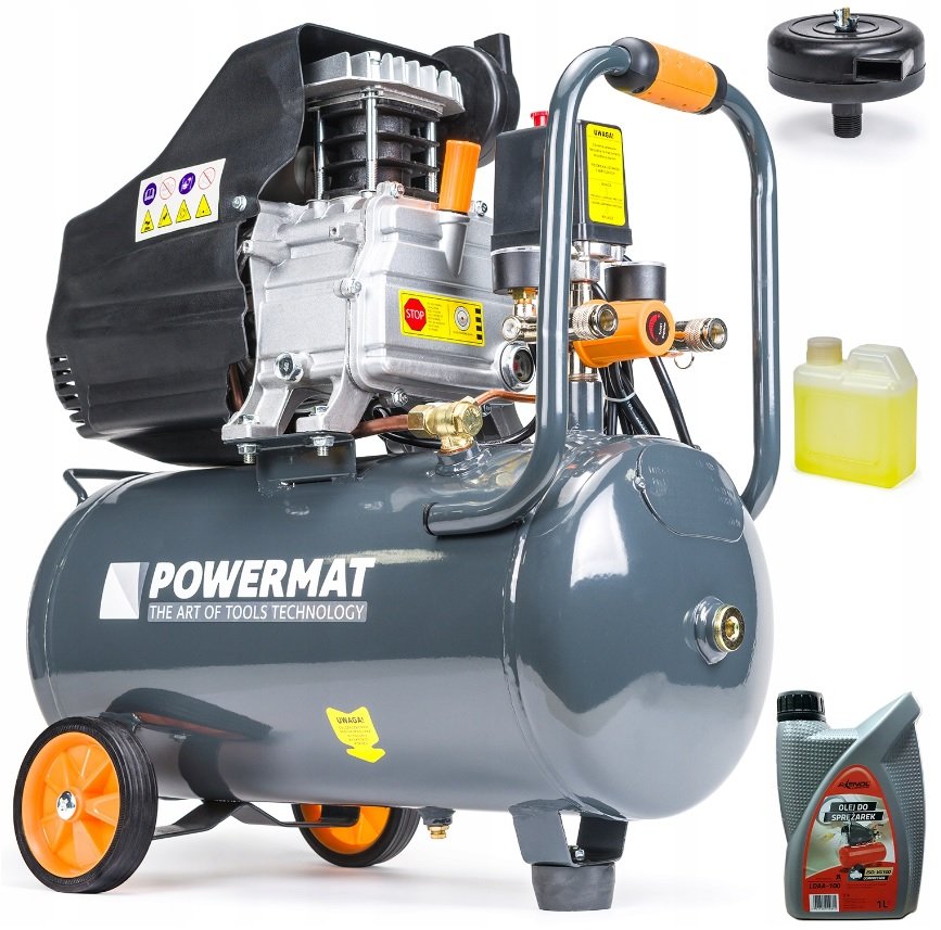 Sprężarka olejowa POWERMAT PM-KO-24T, + olej, 24 l, 1,85 kW